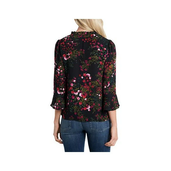 Best deal ❤️ CeCe Floral-Print Ruffled Blouse Black Floral ✨ 2 Best deal ❤️ CeCe Floral-Print Ruffled Blouse Black Floral ✨ - Image 2