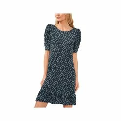 Best Sale 🥰 CeCe 👩 Women's Puffed Sleeve Printed Knit 👗 Dress Forest Shadow 🧨 -CeCe Sales Shop unnamed file 752