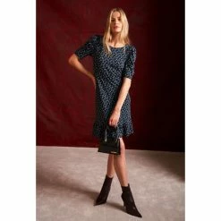 Best Sale 🥰 CeCe 👩 Women's Puffed Sleeve Printed Knit 👗 Dress Forest Shadow 🧨 -CeCe Sales Shop unnamed file 753
