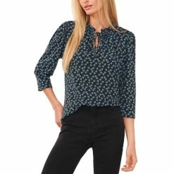 Cheap 👏 CeCe 👩 Women's Printed Split-Neck Top Forest Shadow 🥰