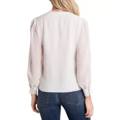 Best reviews of 🎉 CeCe Long-Sleeve Clip-Dot Top Bright Geranium ✨