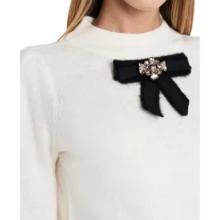 Budget 🎁 CeCe Bow-Detail Sweater Luminous Red ❤️