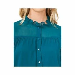 Wholesale 🔔 CeCe Solid Ruffled-Sleeve Button-Down Blouse Vivid Teal 👍 -CeCe Sales Shop unnamed file 895