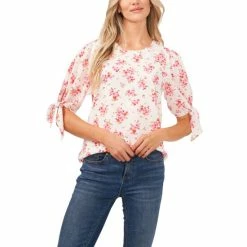 Cheap 🔥 CeCe 👩 Women's Printed Tie-Sleeve Blouse Bloomromancese 🛒