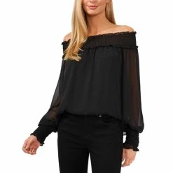 Brand new 🎁 CeCe Smocked Off-The-Shoulder Top Rich Black ❤️
