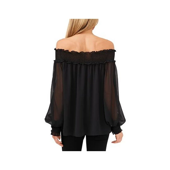 Brand new ๐ CeCe Smocked Off-The-Shoulder Top Rich Black โค๏ธ 2 Brand new ๐ CeCe Smocked Off-The-Shoulder Top Rich Black โค๏ธ - Image 2