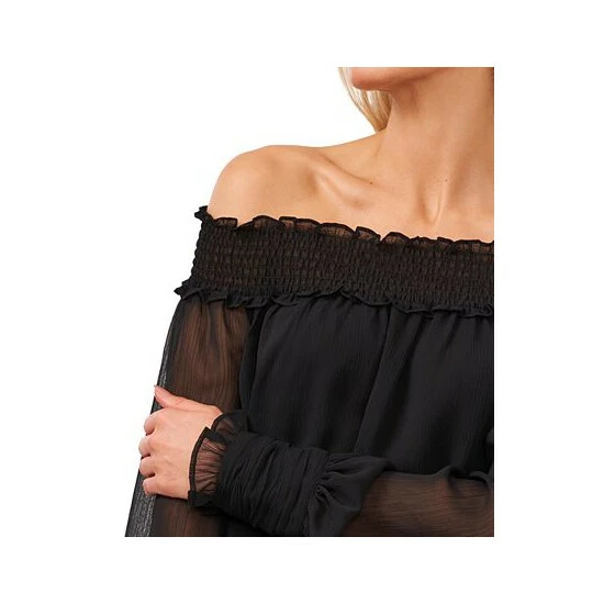 Brand new ๐ CeCe Smocked Off-The-Shoulder Top Rich Black โค๏ธ 3 Brand new ๐ CeCe Smocked Off-The-Shoulder Top Rich Black โค๏ธ - Image 3