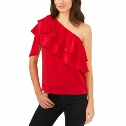 Cheapest ๐ CeCe Asymmetrical One-Shoulder Ruffle Top Rich Black ๐