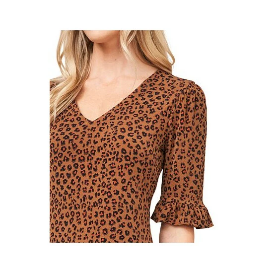 Best Pirce ๐ CeCe Leopard-Print Ruffled ๐ Dress Spicewood โญ 3 Best Pirce ๐ CeCe Leopard-Print Ruffled ๐ Dress Spicewood โญ - Image 3